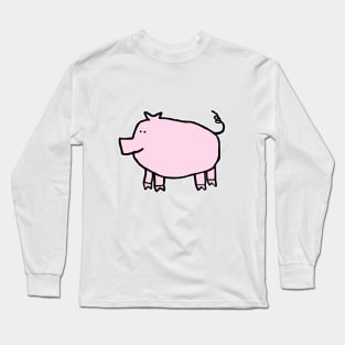 Soft Pink Pig Left Long Sleeve T-Shirt